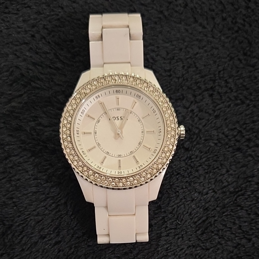 Fossil Women's White and Gold Watch